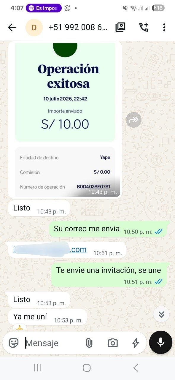 Comprobante de pago y activación de un cliente